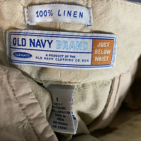 OLD NAVY 100% Linen Just Below Waist Khaki Pants - Picture 7 of 7